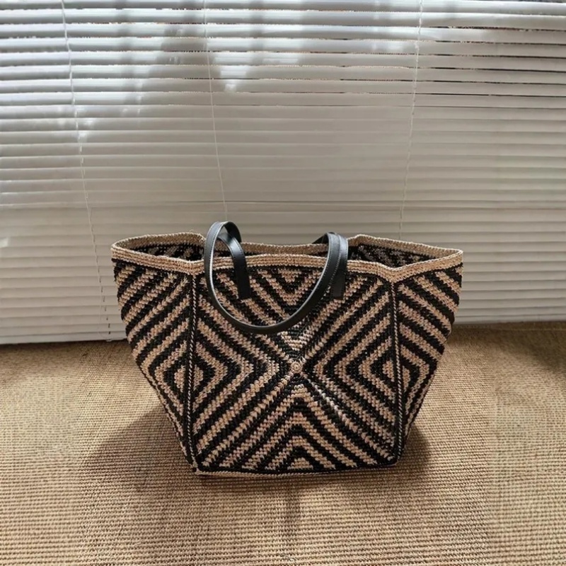 Women'S Raffia Bags - 오버사이즈 대형 라피아 소재 숄더백, 여성용,