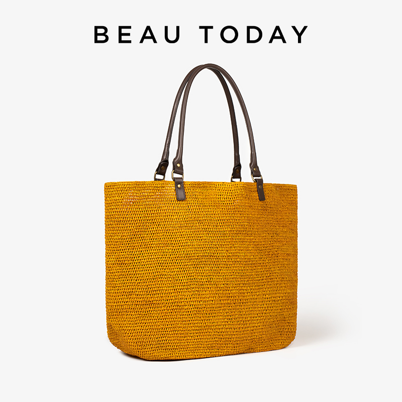 Women'S Raffia Bags - BEAUTODAY 캐주얼 토트 여성 라피아 솔리드