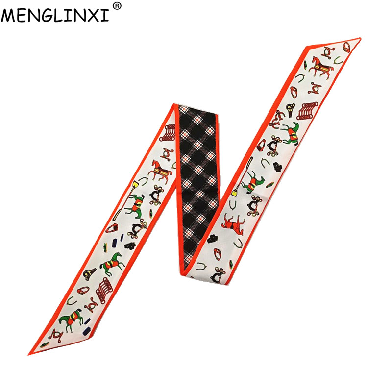 Women Bags Branded - 여성용 말 격자 무늬 스키니 스카프,