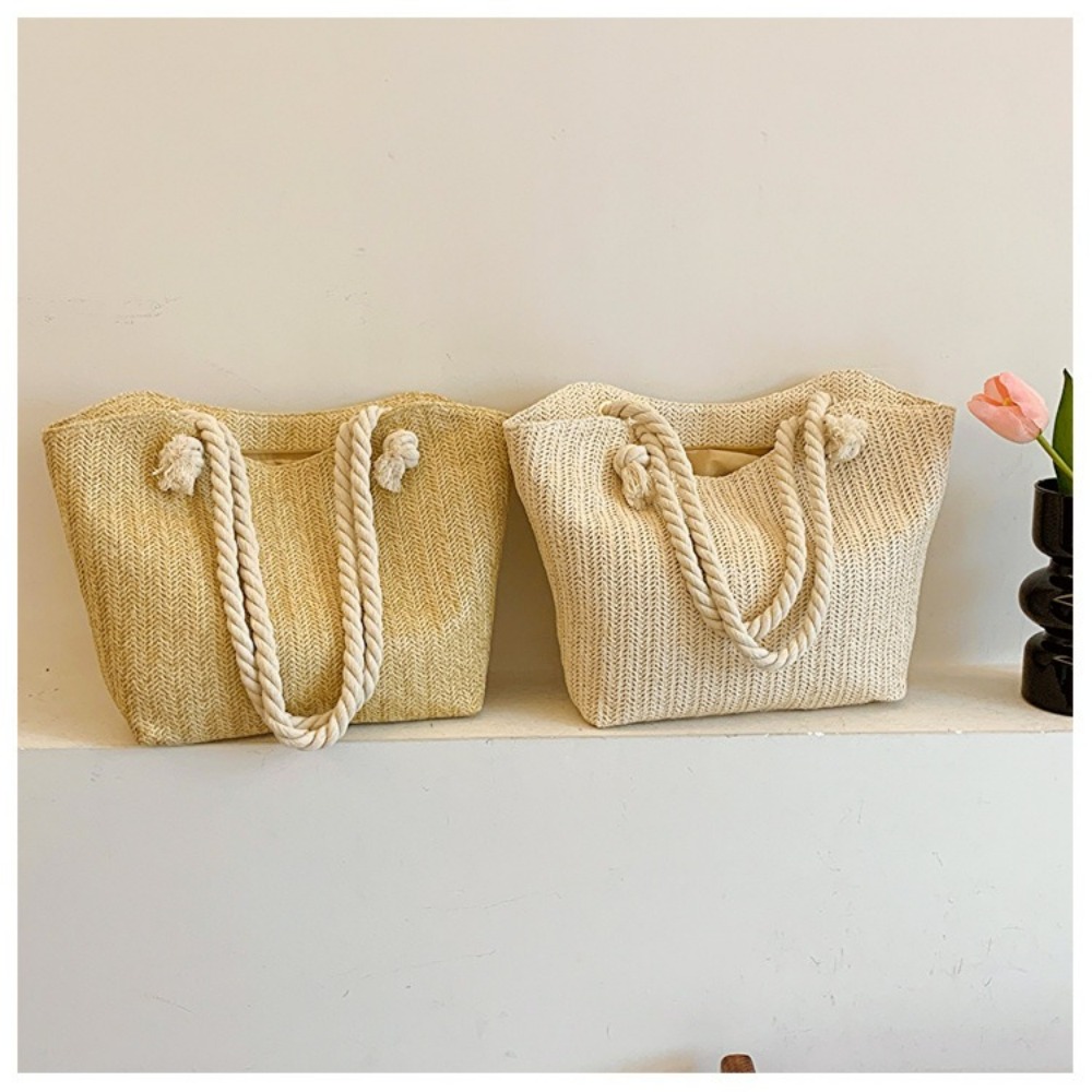 Women'S Raffia Bags - 새로운 여름 비치 토트백 대용량 라피아