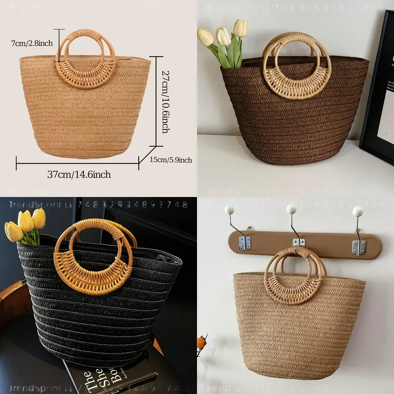 Women'S Bags Handbags - 여성 여름 짠 종이 토트 백