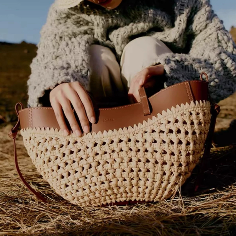 Women'S Raffia Bags - 2026 여름 홀아웃 라피아 및 PU