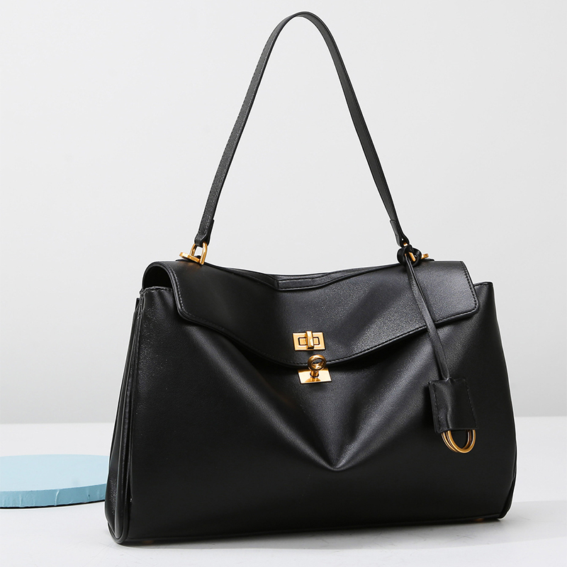 Women Hand Bags For Office - 여성용 진짜 가죽 다크 브라운 프로스트