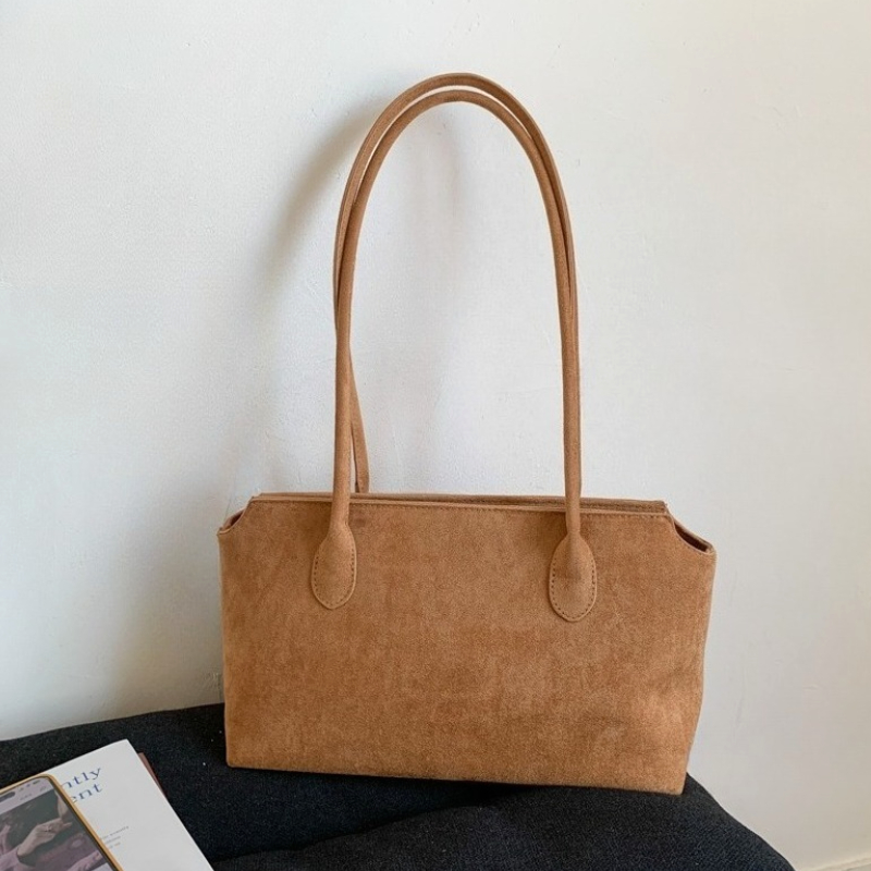 Women Hand Bags For Office - 빈티지 스타일의 브라운 스웨이드 암피트 백,