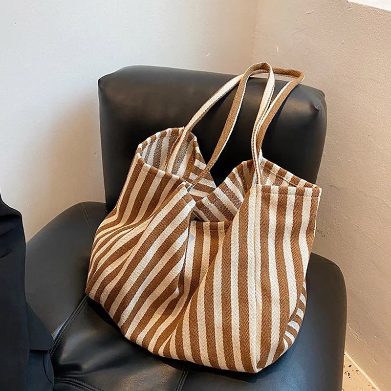 Women Bags On Sale - 여성을위한 대용량 캔버스 가방 패션 스트라이프