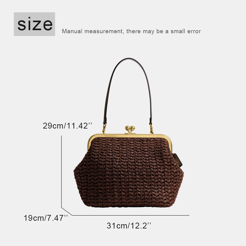 손으로 짠 키스락 프레임 숄더 라피아 클립 스트로 비치 - Women'S Raffia Bags 리뷰 및 가격