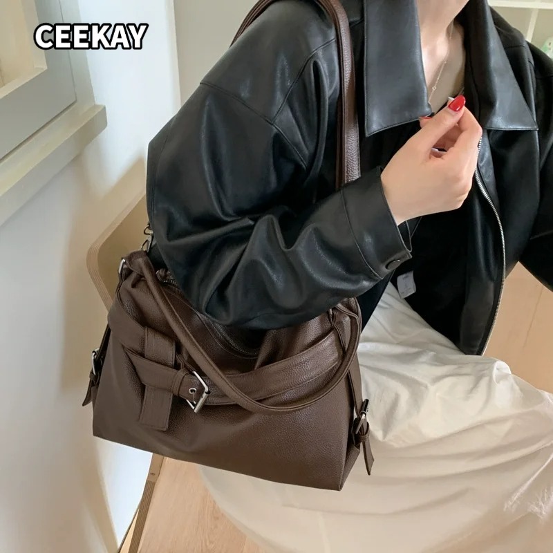 Y2k 대형 캐주얼 통근용 블랙 토트 백 오토바이 가방 - Women'S Young Bags 리뷰 및 가격