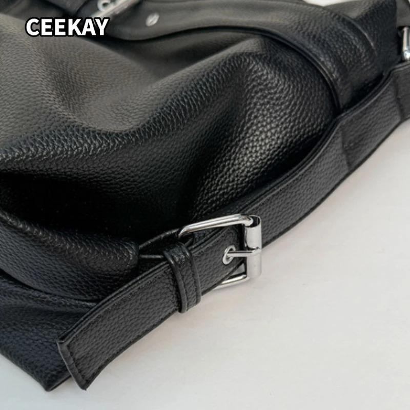 Y2k 대형 캐주얼 통근용 블랙 토트 백 오토바이 가방 - Women'S Young Bags 리뷰 및 가격