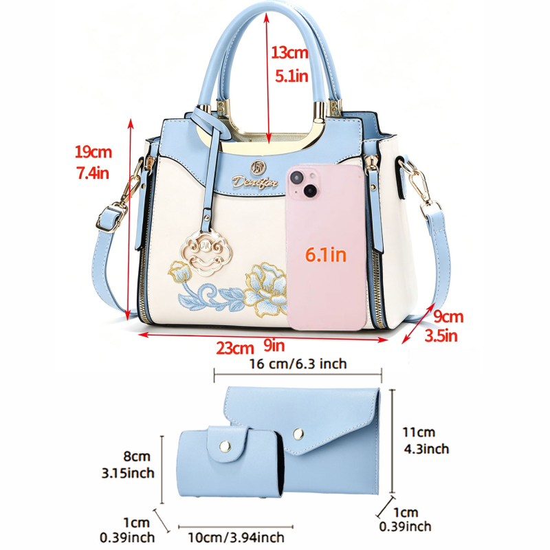 고급 자수 핸드백 3종 세트, 일상 외출, 데이트 및  - Women'S Bags Handbags 리뷰 및 가격