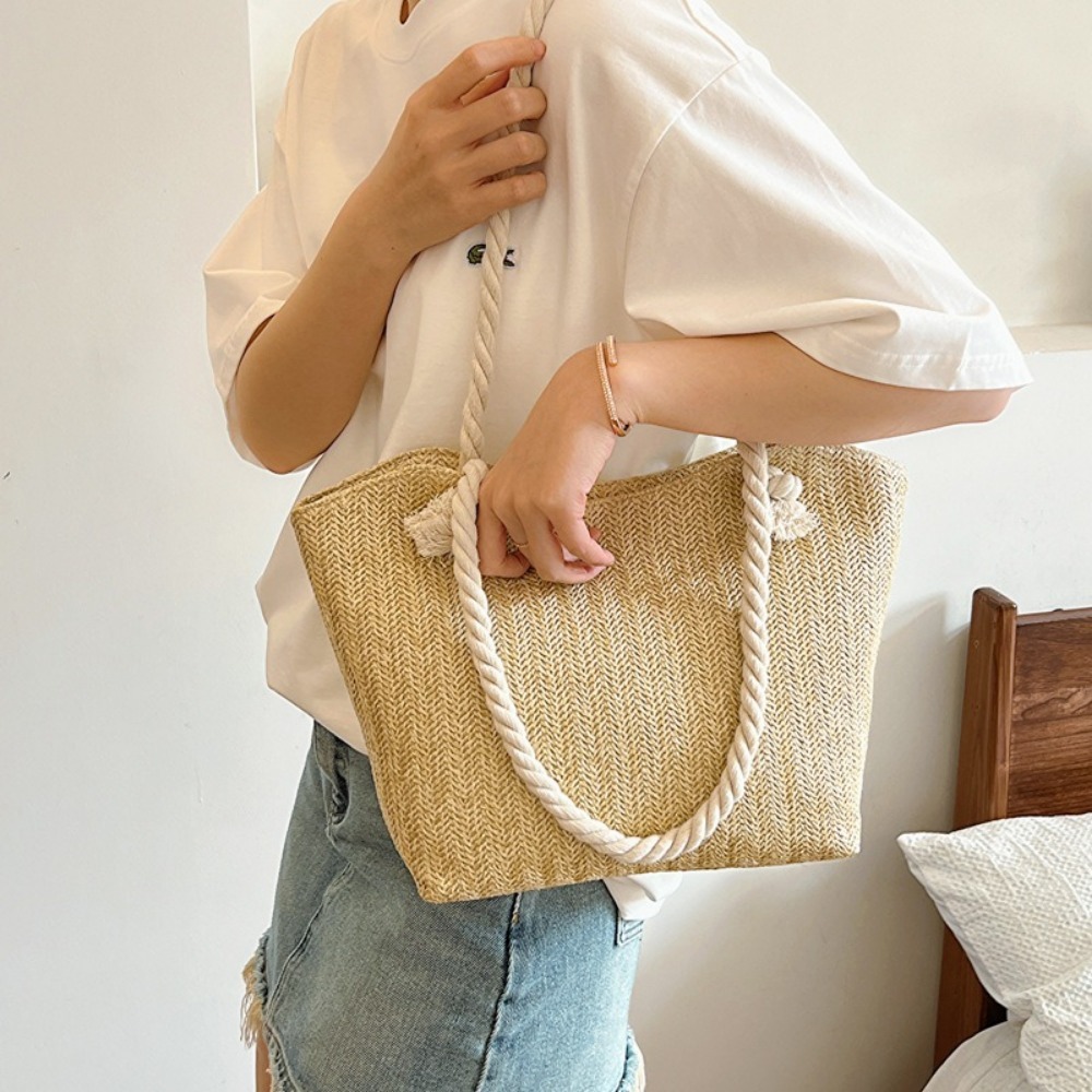 새로운 여름 비치 토트백 대용량 라피아 보헤미안 숄더백 - Women'S Raffia Bags 리뷰 및 가격