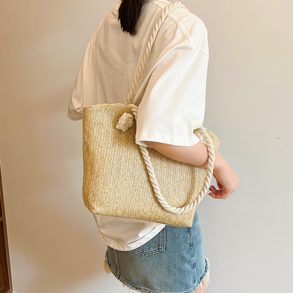 새로운 여름 비치 토트백 대용량 라피아 보헤미안 숄더백 - Women'S Raffia Bags 리뷰 및 가격