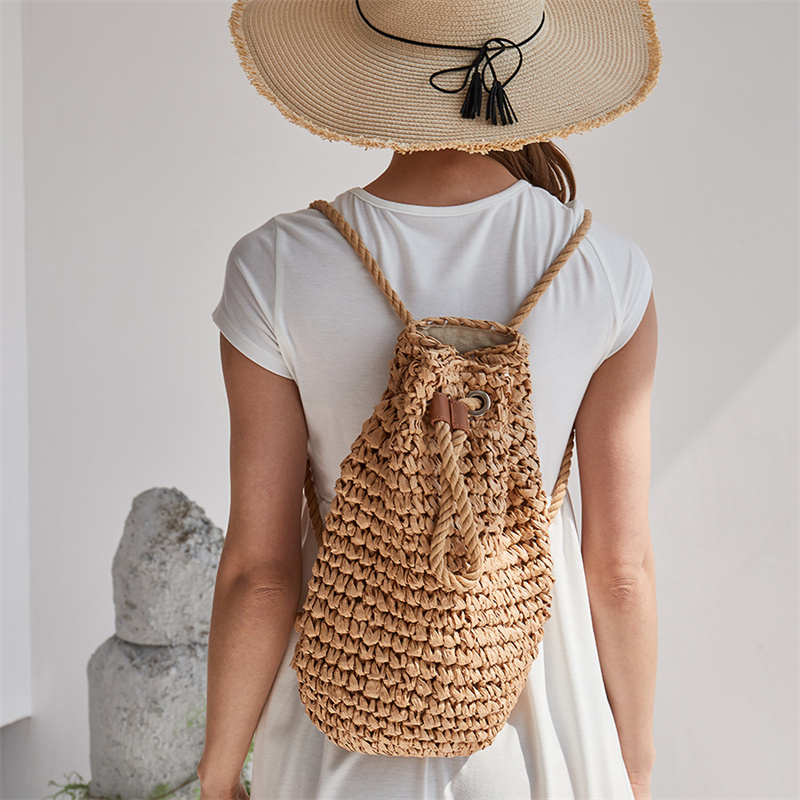 2023 여름 캐주얼 밀짚 배낭 여성 수제 Drawst - Women'S Raffia Bags 리뷰 및 가격