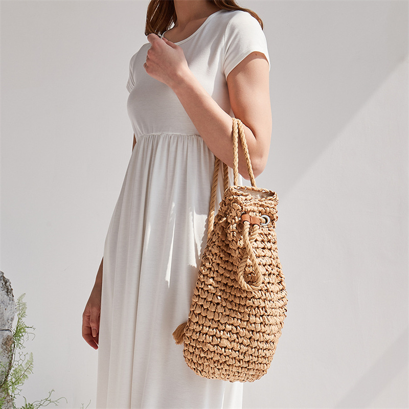 2023 여름 캐주얼 밀짚 배낭 여성 수제 Drawst - Women'S Raffia Bags 리뷰 및 가격