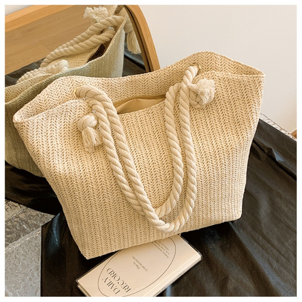 새로운 여름 비치 토트백 대용량 라피아 보헤미안 탑핸들 - Women'S Raffia Bags 리뷰 및 가격