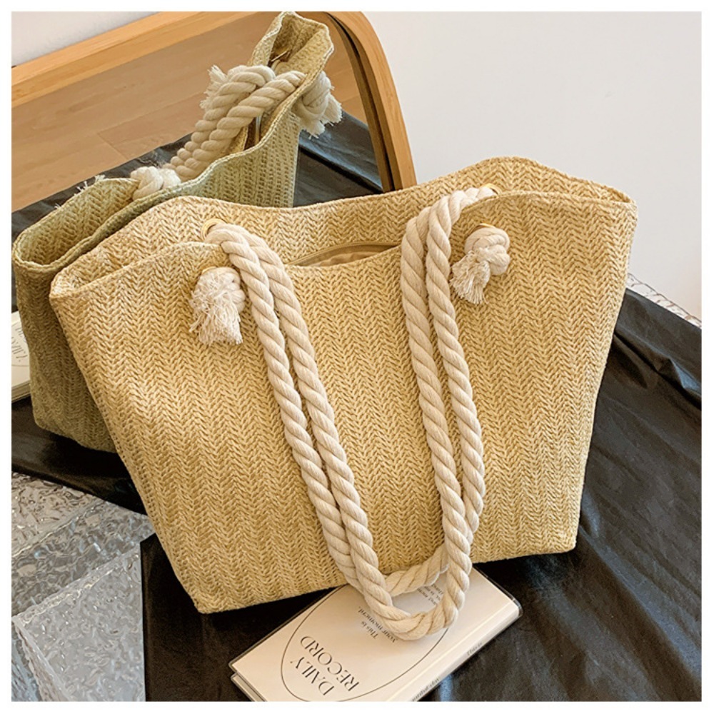 새로운 여름 비치 토트백 대용량 라피아 보헤미안 탑핸들 - Women'S Raffia Bags 리뷰 및 가격