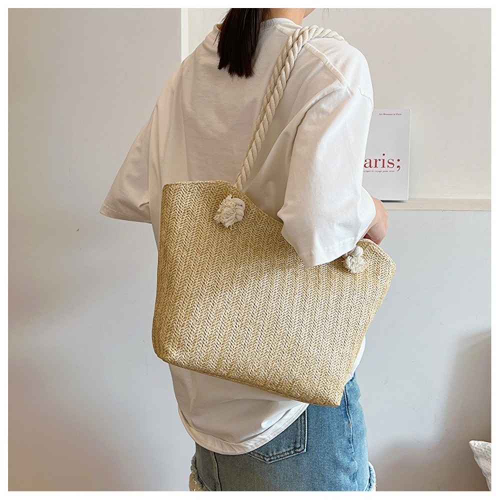 새로운 여름 비치 토트백 대용량 라피아 보헤미안 탑핸들 - Women'S Raffia Bags 리뷰 및 가격