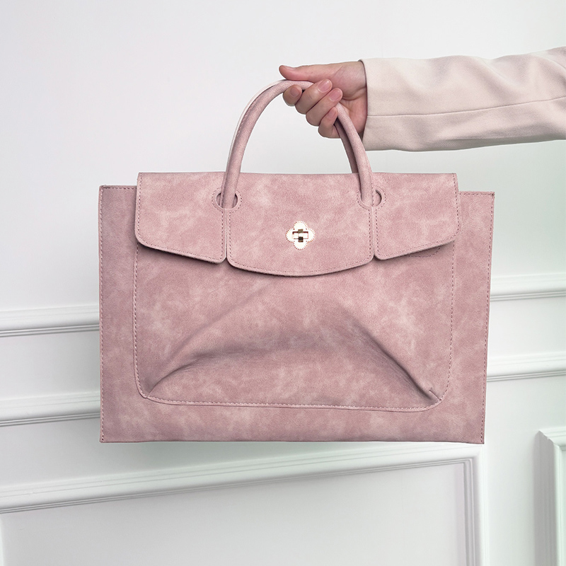 우아한 핑크색 PU 가죽 노트북 토트백, 꽃무늬 턴락  - Women Hand Bags For Office 리뷰 및 가격
