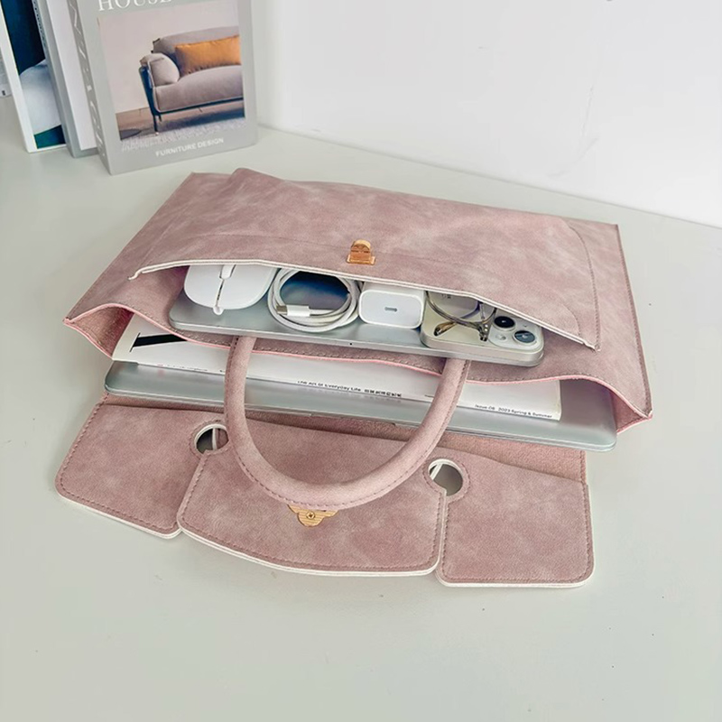 우아한 핑크색 PU 가죽 노트북 토트백, 꽃무늬 턴락  - Women Hand Bags For Office 리뷰 및 가격