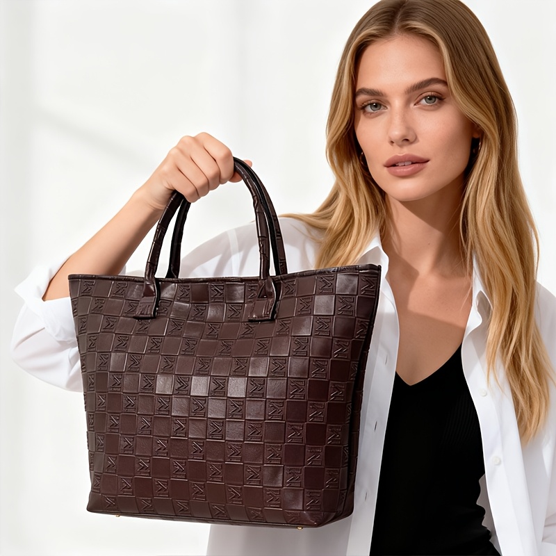 라이트 럭셔리 딥 브라운 퀼트 패턴 여성용 토트백, 대 - Women Bags On Sale 리뷰 및 가격