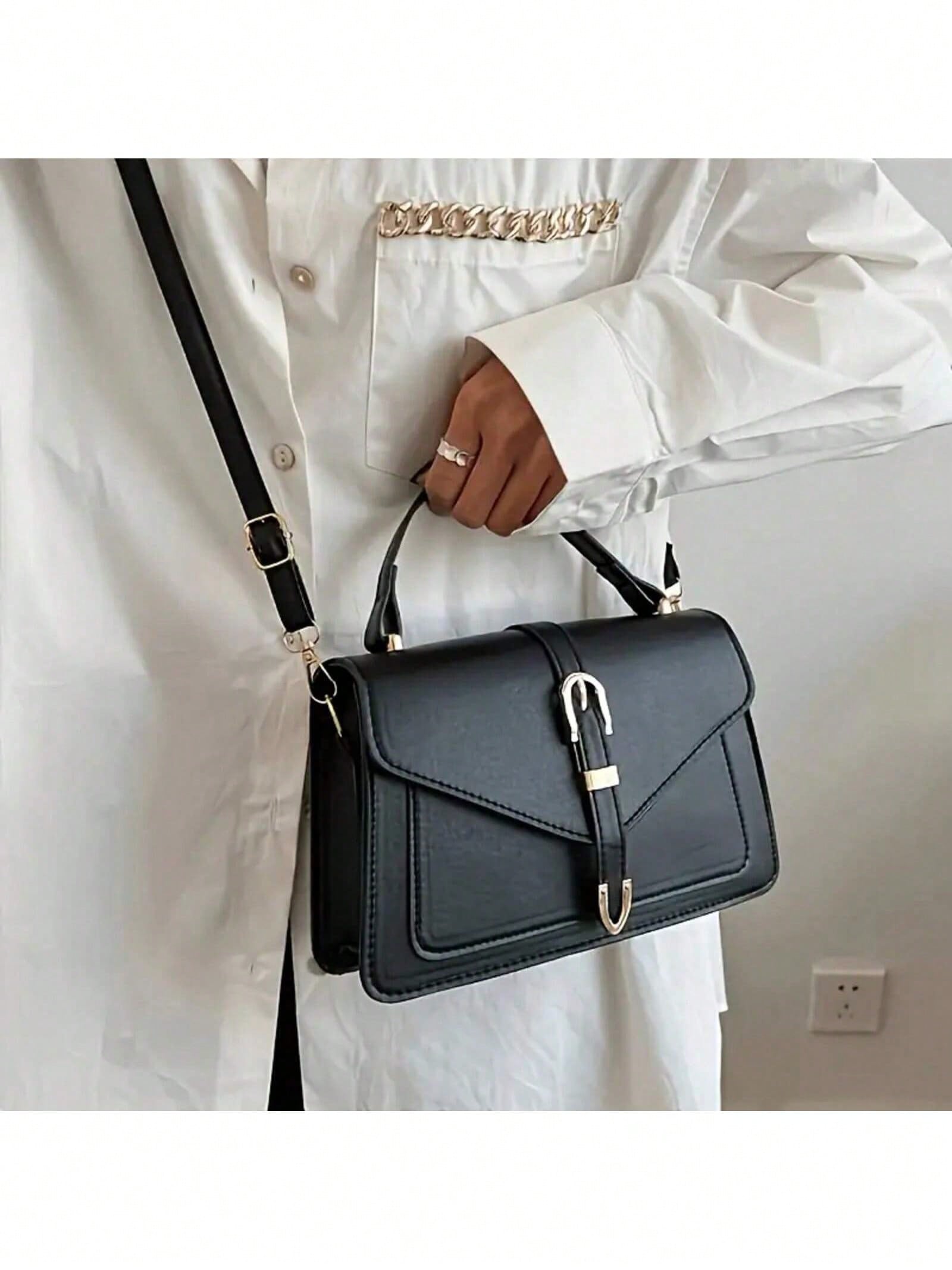 여성 PU 가죽 핸드백 우아한 플랩 스퀘어 숄더백 금속 - Women'S Bags Handbags 리뷰 및 가격
