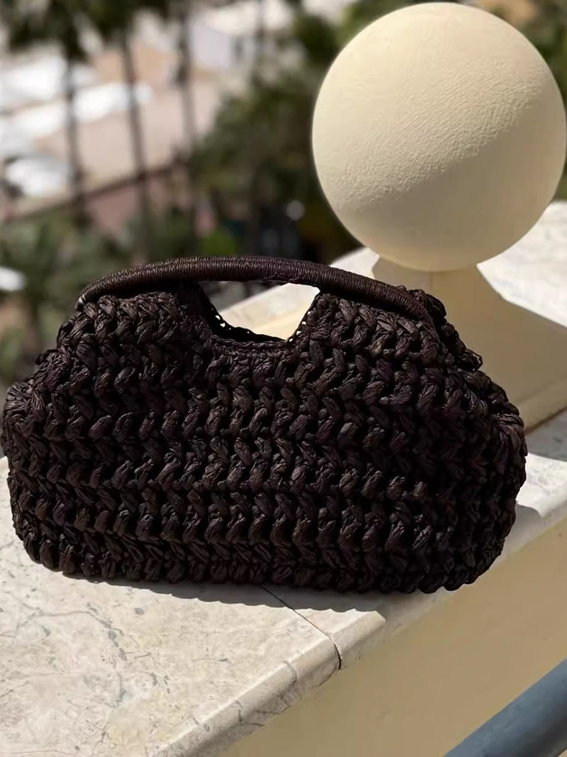 우아한 숙녀 체인 짠 핸드백 밀짚 숄더 백 세련된 라피 - Women'S Raffia Bags 리뷰 및 가격