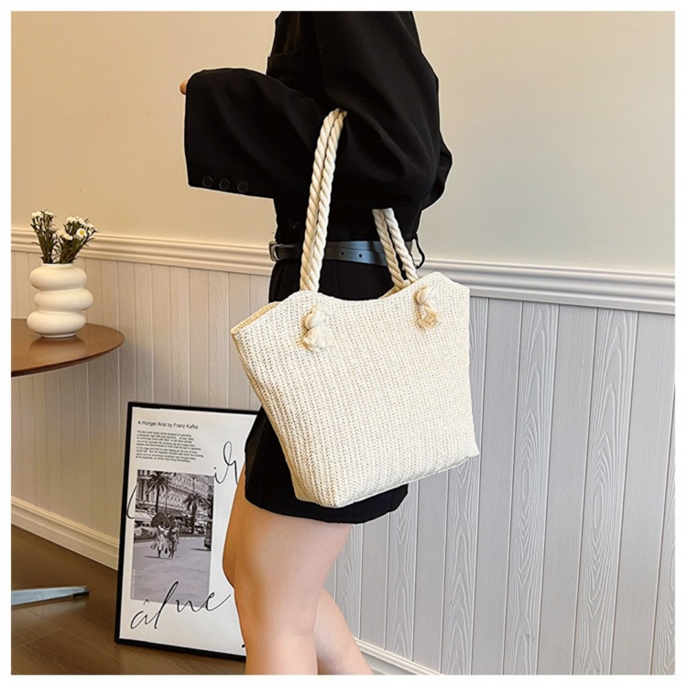 새로운 여름 비치 토트백 대용량 라피아 보헤미안 탑핸들 - Women'S Raffia Bags 리뷰 및 가격