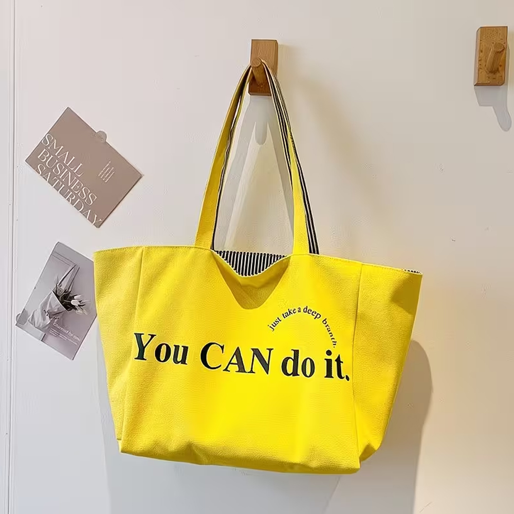 세련된 스트라이프 프린트 레터링 양면 쇼핑백, 엄마 숄 - Women Bags On Sale 리뷰 및 가격