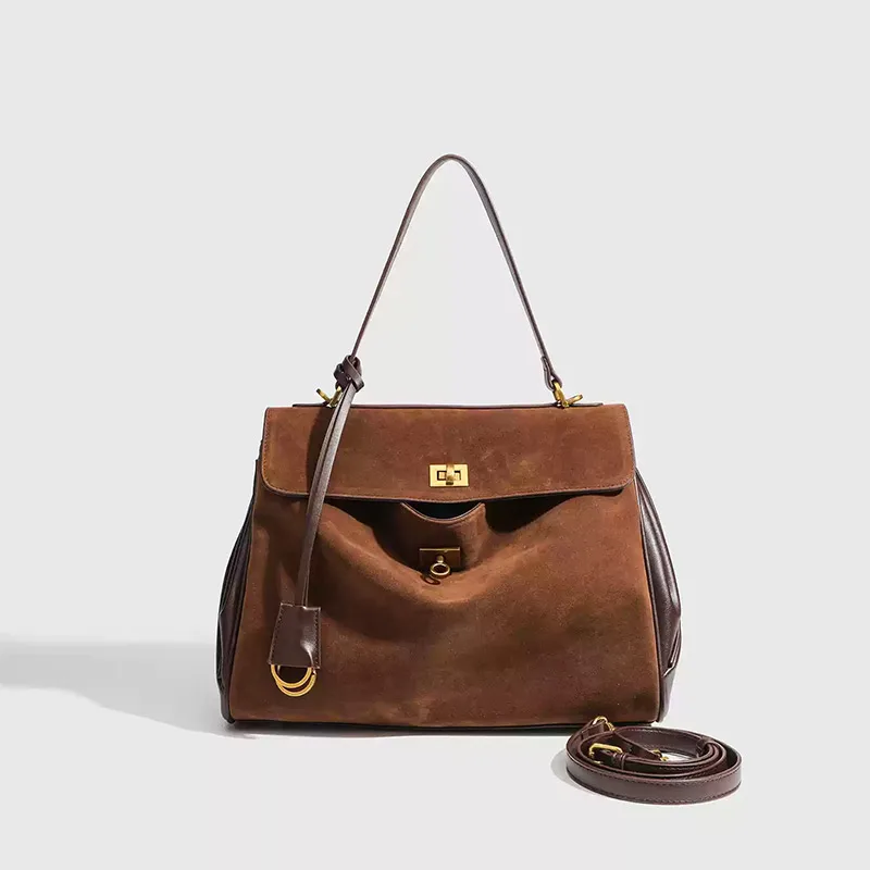 여성용 진짜 가죽 다크 브라운 프로스트 스웨이드 토트, - Women Hand Bags For Office 리뷰 및 가격