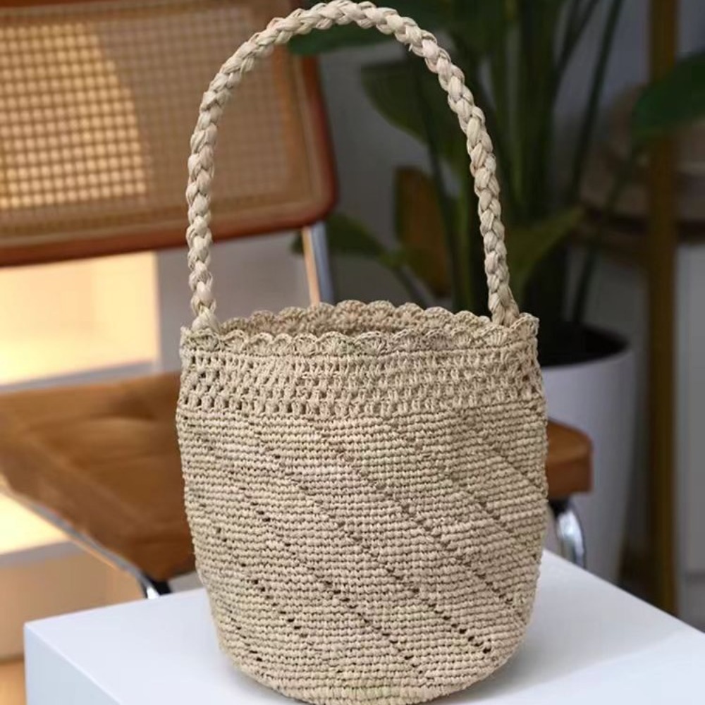 수제 크로 셰 뜨개질 밀짚 양동이 가방 보헤미안 라피아 - Women'S Raffia Bags 리뷰 및 가격
